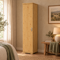 Nobis Kleiderschrank Bio Kiefer | 59 cm Tiefe 1-Türig mit Kleiderstange aus 100% Bio Kiefer Massivholz