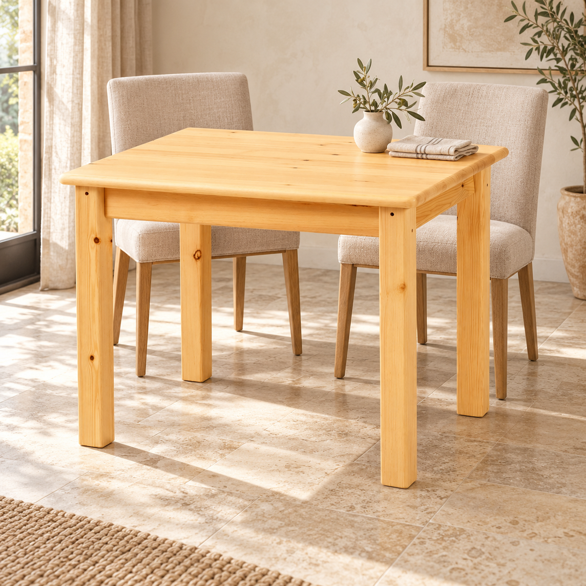 Esstisch aus Bio Kiefer Massivholz Leo 80-180 cm | Nachhaltiger Massivholztisch