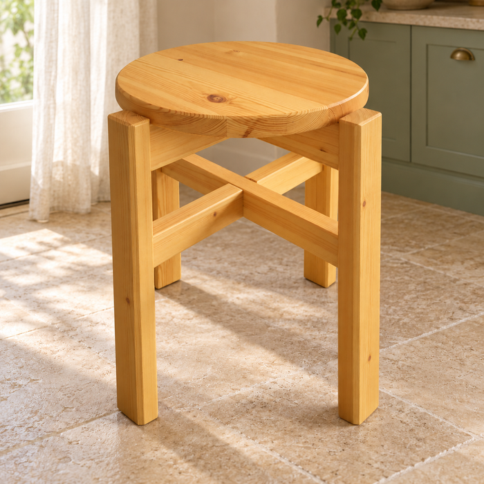 Leo Hocker stapelbar Bio Holz | Schemel aus massivem Kiefernholz | 100% nachhaltig