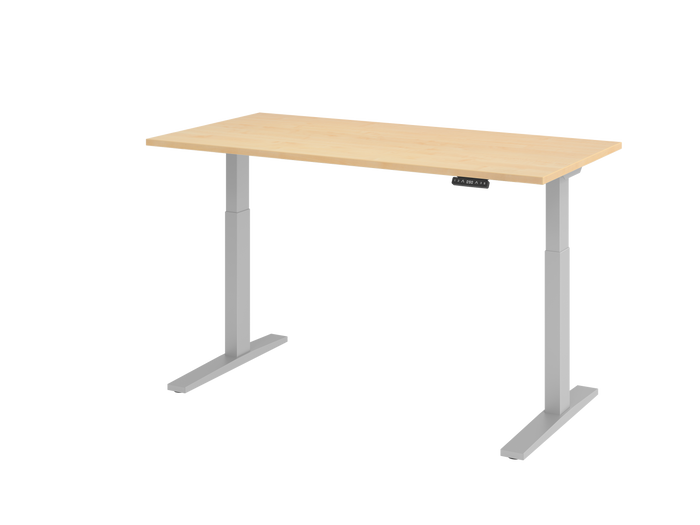Unit-Z Office Lift Start, 160 × 80 cm, Platte Ahorn, Gestell Silber