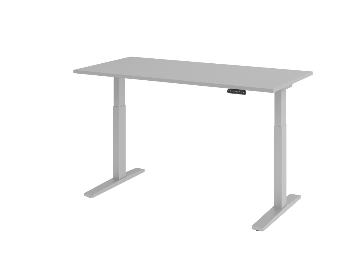 Unit-Z Office Lift Start, 160 × 80 cm, Platte Grau, Gestell Silber